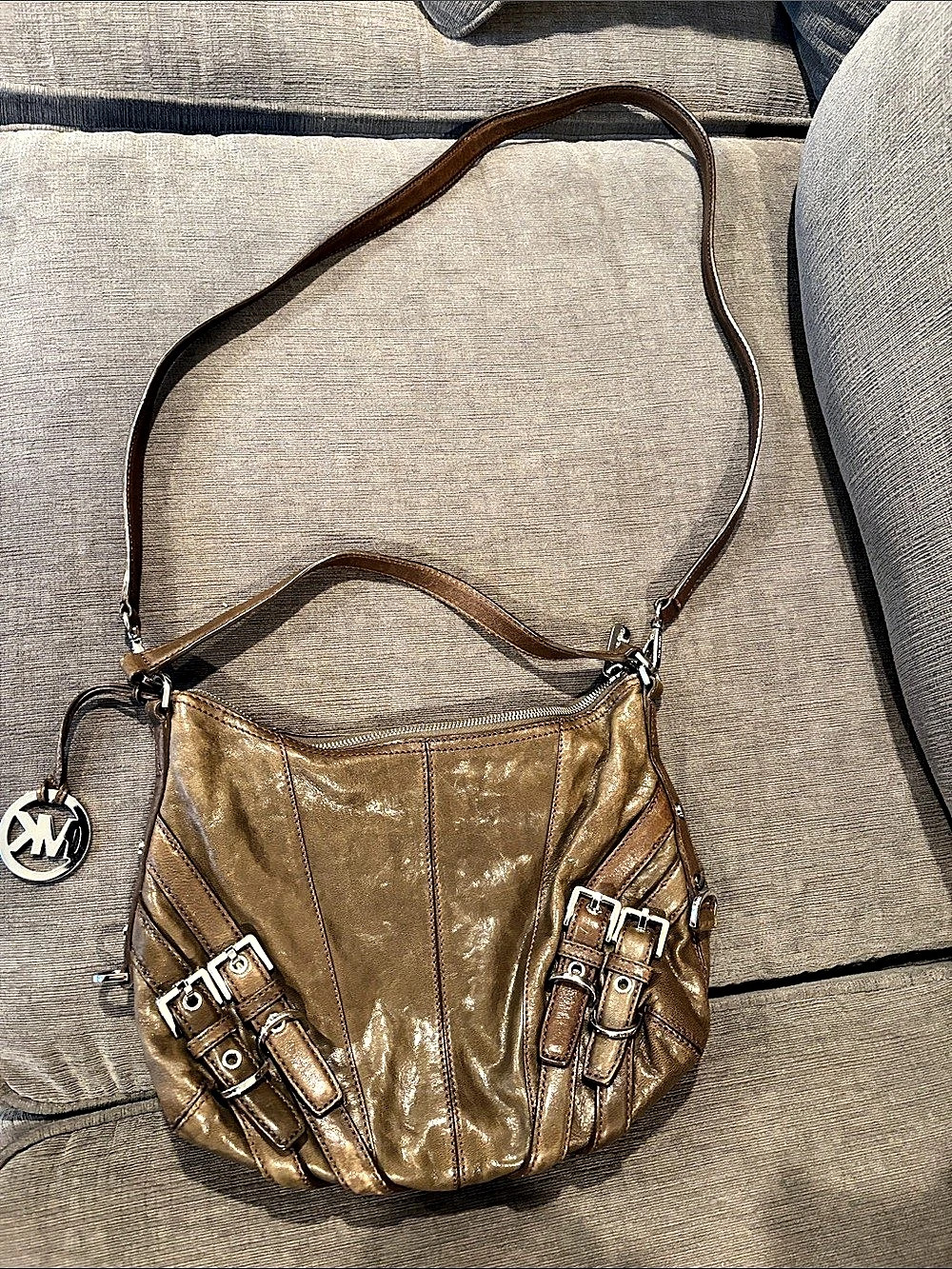 Vintage Michael Kors Buckled Leather Hobo Brown Shoulder Bag
